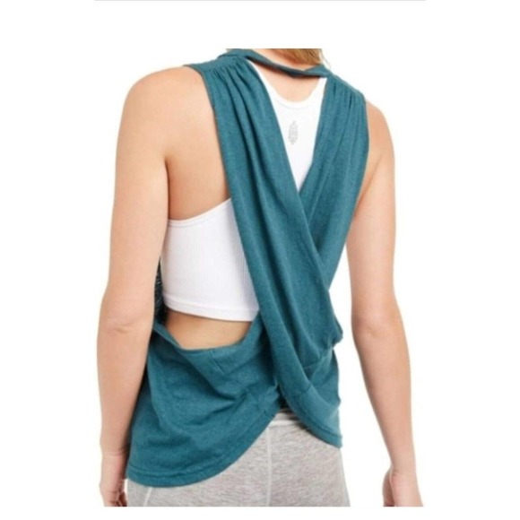 Free People Movement No Sweat Cross Back Crew Neck Tank Top Locust Green Size S - Picture 5 of 9